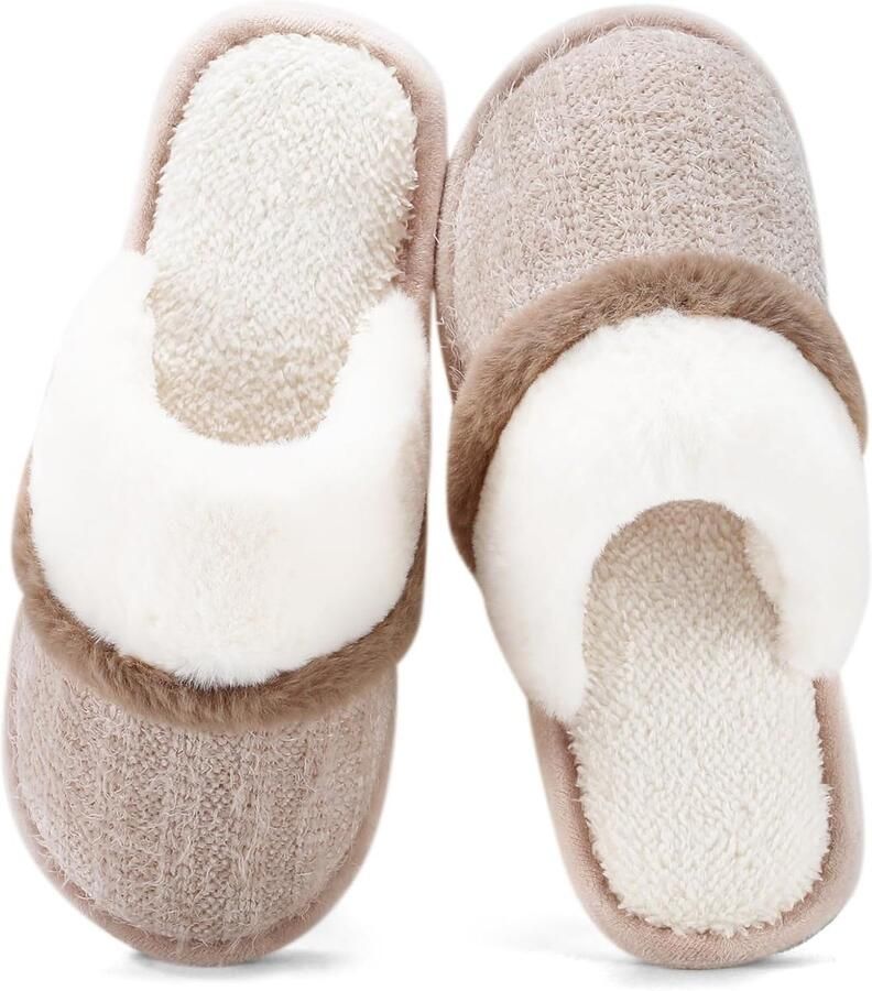 Gezellige pantoffels voor dames binnen en buiten Fuzzy huisschoenen met traagschuim antislipzool Cadeaus voor dames Moeder Vriendin