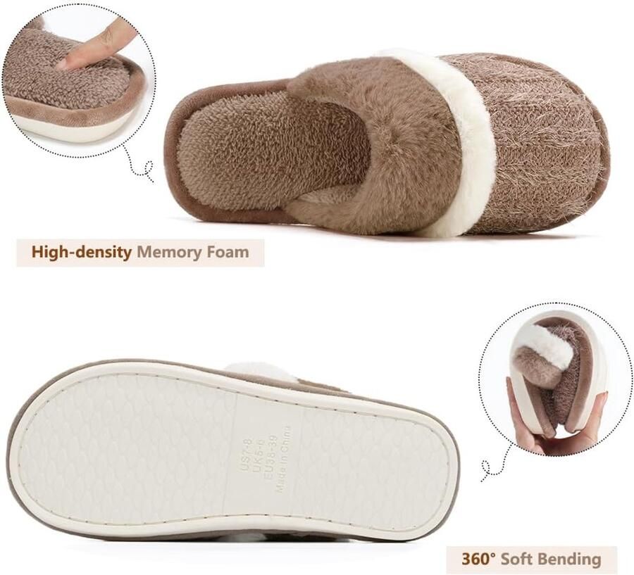 Gezellige pantoffels voor dames binnen en buiten Fuzzy huisschoenen met traagschuim antislipzool Cadeaus voor dames Moeder Vriendin