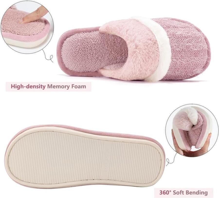 Gezellige pantoffels voor dames binnen en buiten Fuzzy huisschoenen met traagschuim antislipzool Cadeaus voor dames Moeder Vriendin