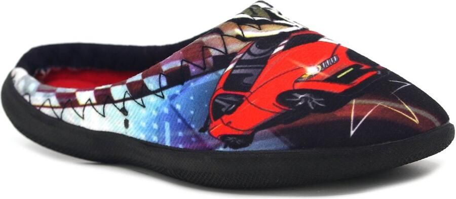 Gezer Jongens sloffen Huisschoenen Zwart Race Auto