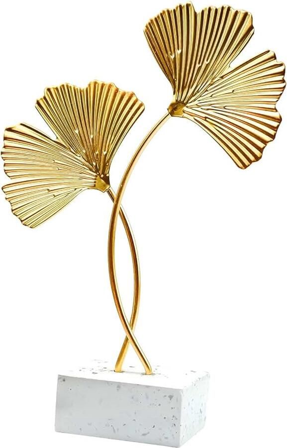 Ginkgo blad ornamenten gouden ginkgo blad desktop decoratie sculptuur moderne creatieve home decor accenten standbeeld voor kantoor slaapkamer boekenplank