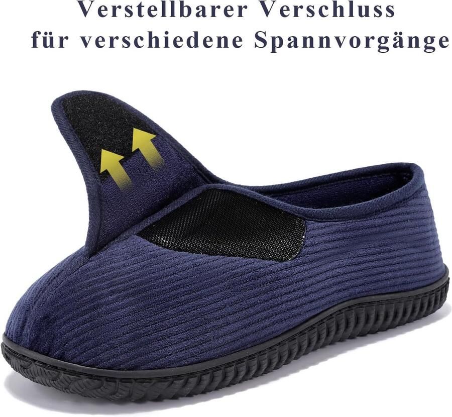 Git-up Diabetics Men's Slippers Arthritis Shoes Edema Adjustable Closure Memory Foam Slippers Blue ShopVlot