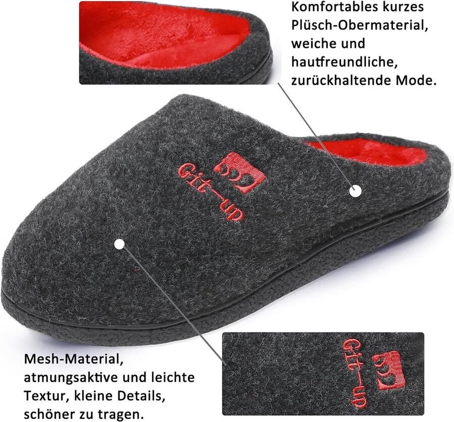 Git-up 's and 's Soft Memory Foam Slippers Soft Warm Non-Slip Sole for Indoor and Outdoor Use felt cloth red ShopVlot