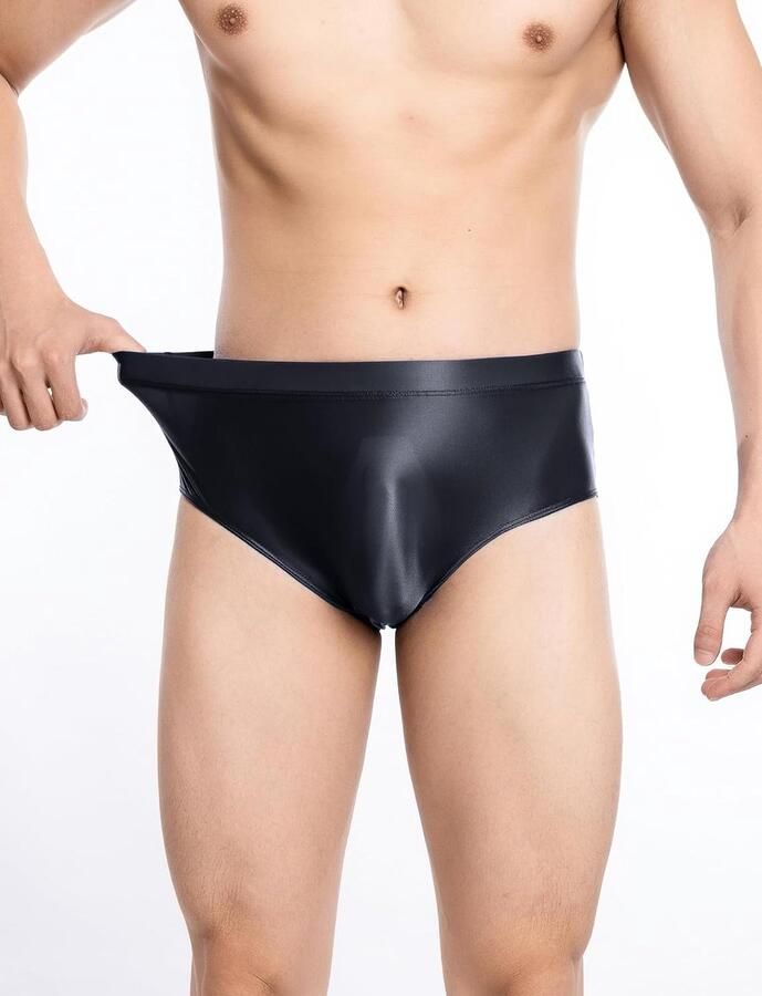 Glanzend ondergoed voor heren elastische slip met naadloos kruisgedeelte glanzende onderbroek