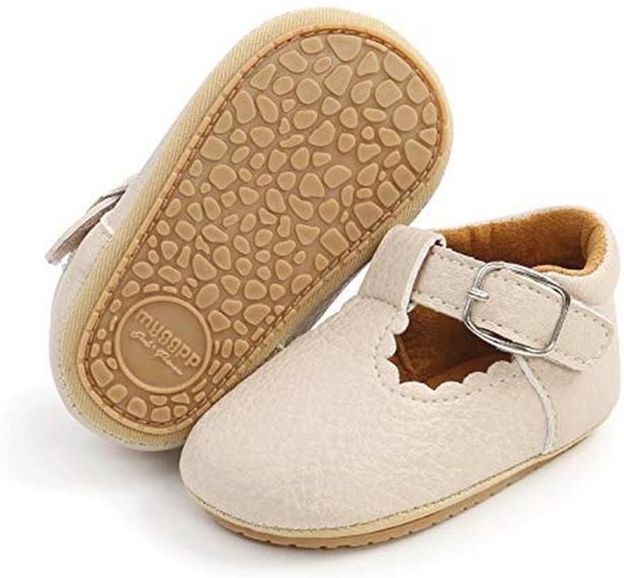 Glanzende babymeisjes mocassins Lichte Mary Jane dress-schoenen met zachte zool beige