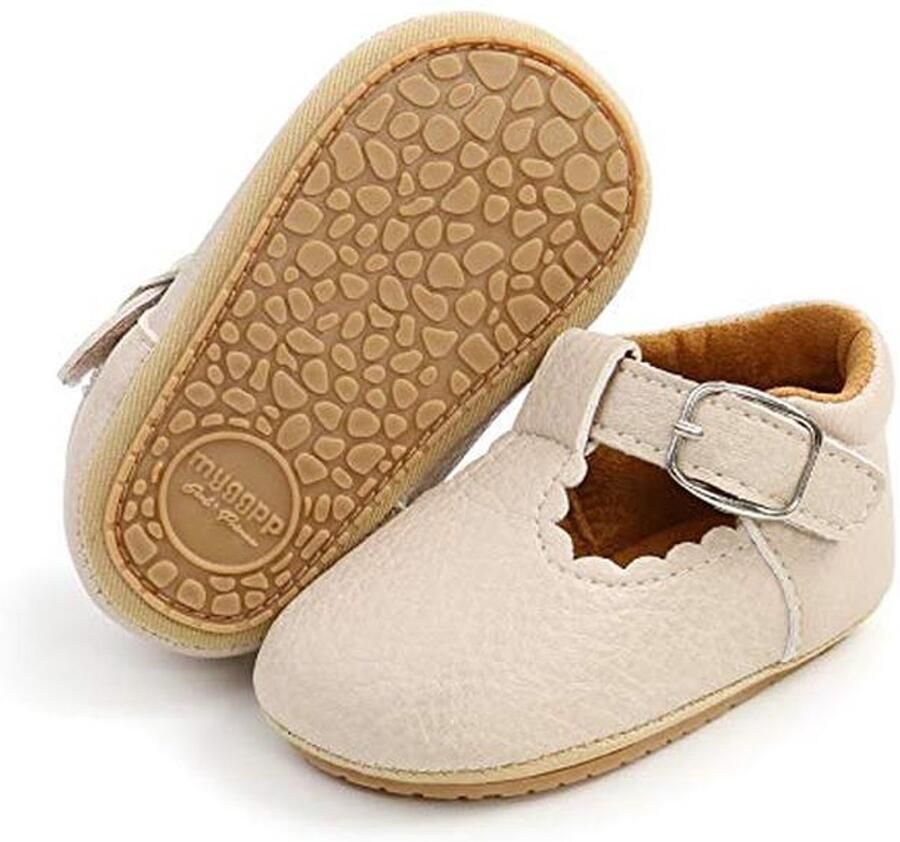 Glanzende babymeisjes mocassins Lichte Mary Jane dress-schoenen met zachte zool beige