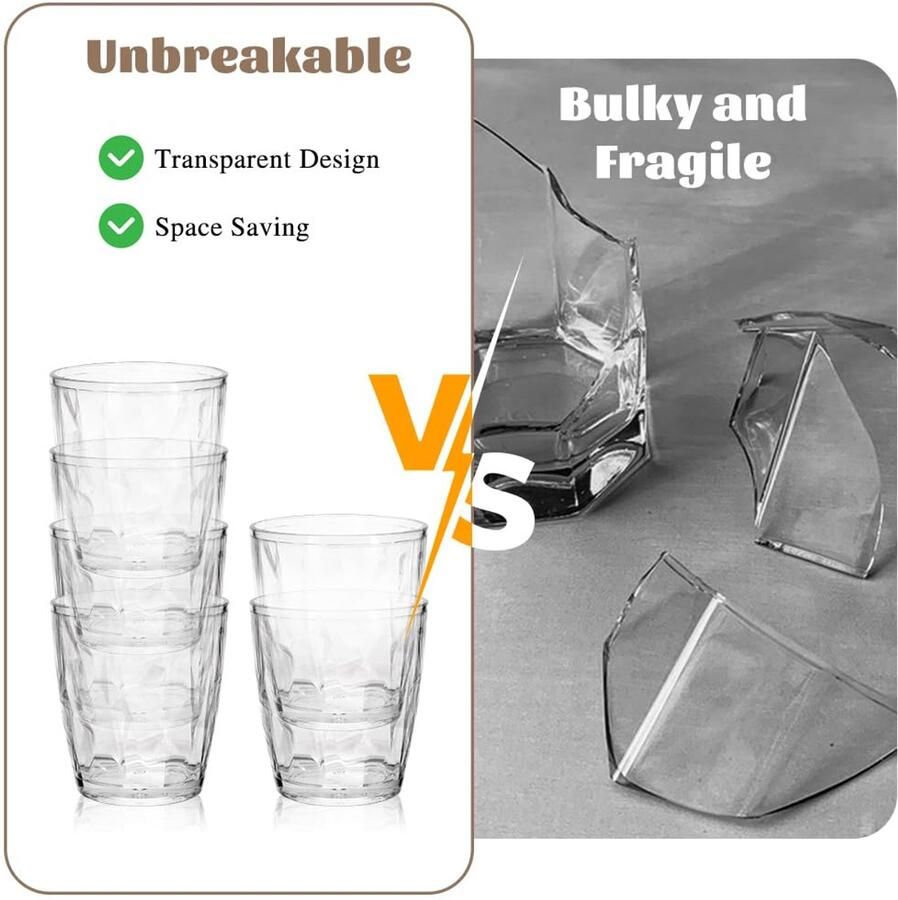 Glazen 310 ml acryl herbruikbaar kunststof beker stapelbare en onbreekbare glazen voor thuis en picknick vaatwasmachinebestendig