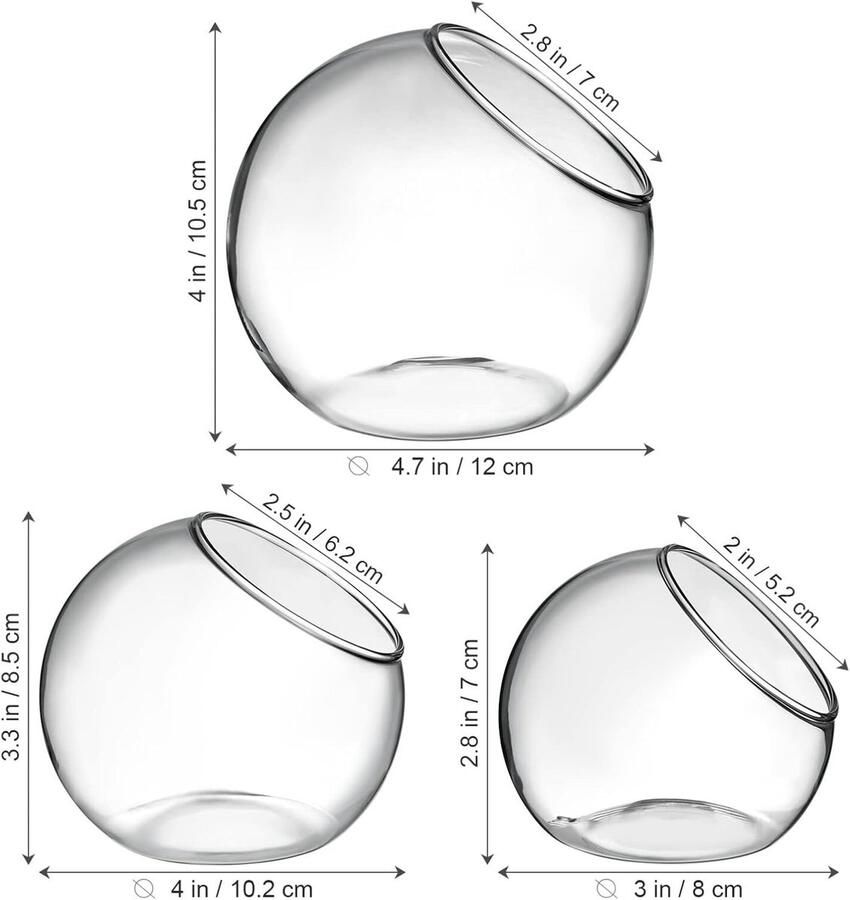 Glazen Bubble Bowl Terrarium Container Transparante Kom Vazen Glazen Bloembakken Ronde Kom Terrarium Decoraties 3 Stuks