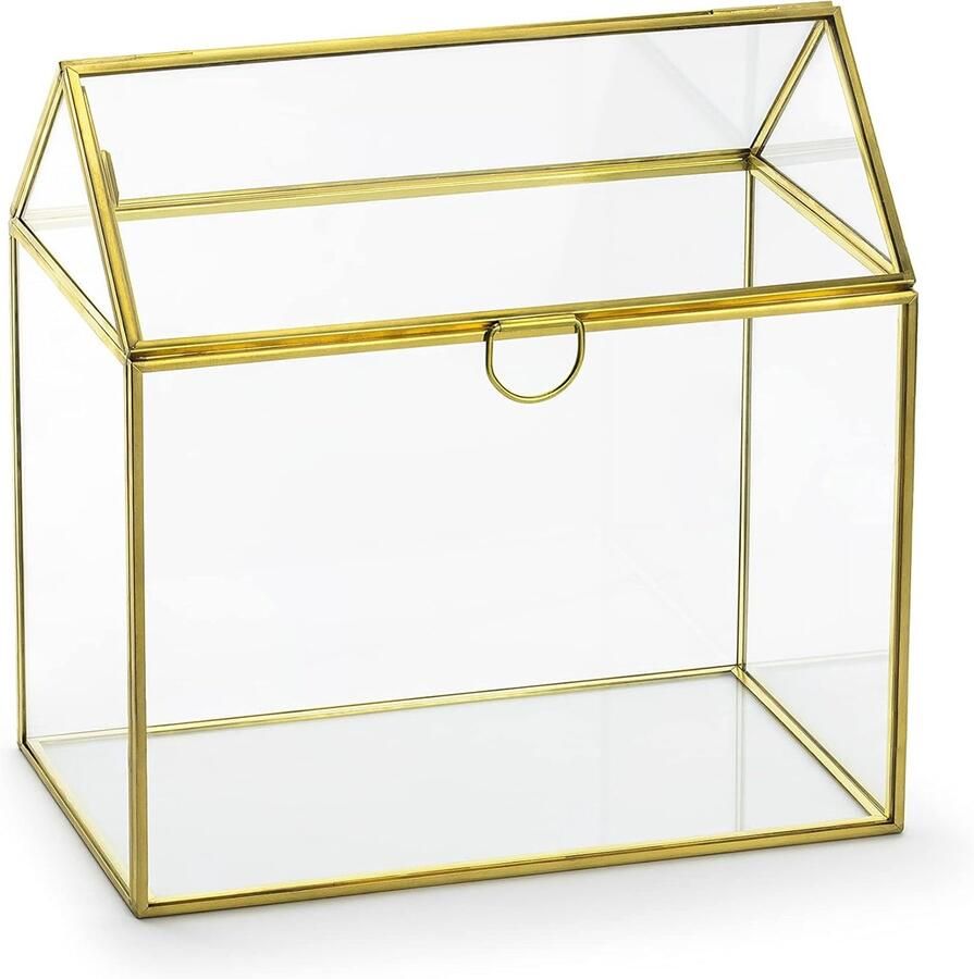 Glazen envelopdoos goud 13 x 21 x bruiloft verjaardag doop