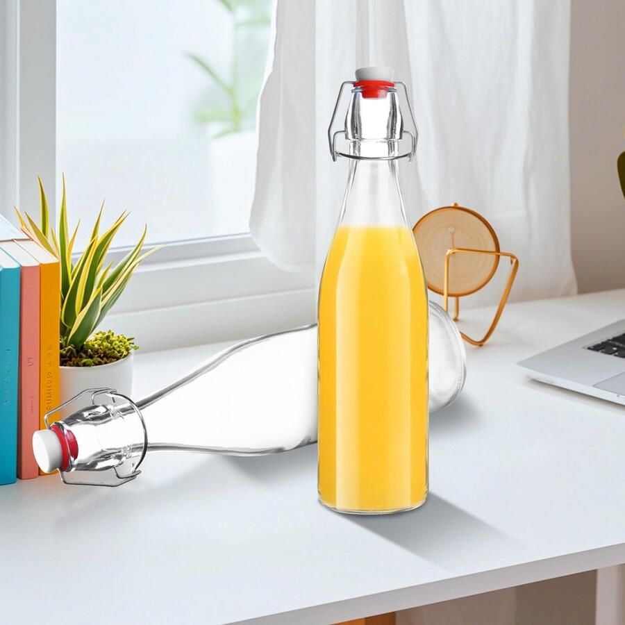 Glazen flessen 500 ml met kantelbare top 6 stuks kleine flessen om te vullen flessen met kantelbare bovenkant om te vullen olie- azijn- sap- en limonadeflessen