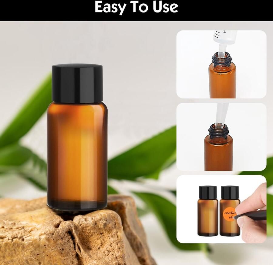 Glazen flessen flesjes voor etherische oliën mini-glazen flessen met pipet spuitstickers mini-flesjes voor etherische olie spa massage aromatherapie