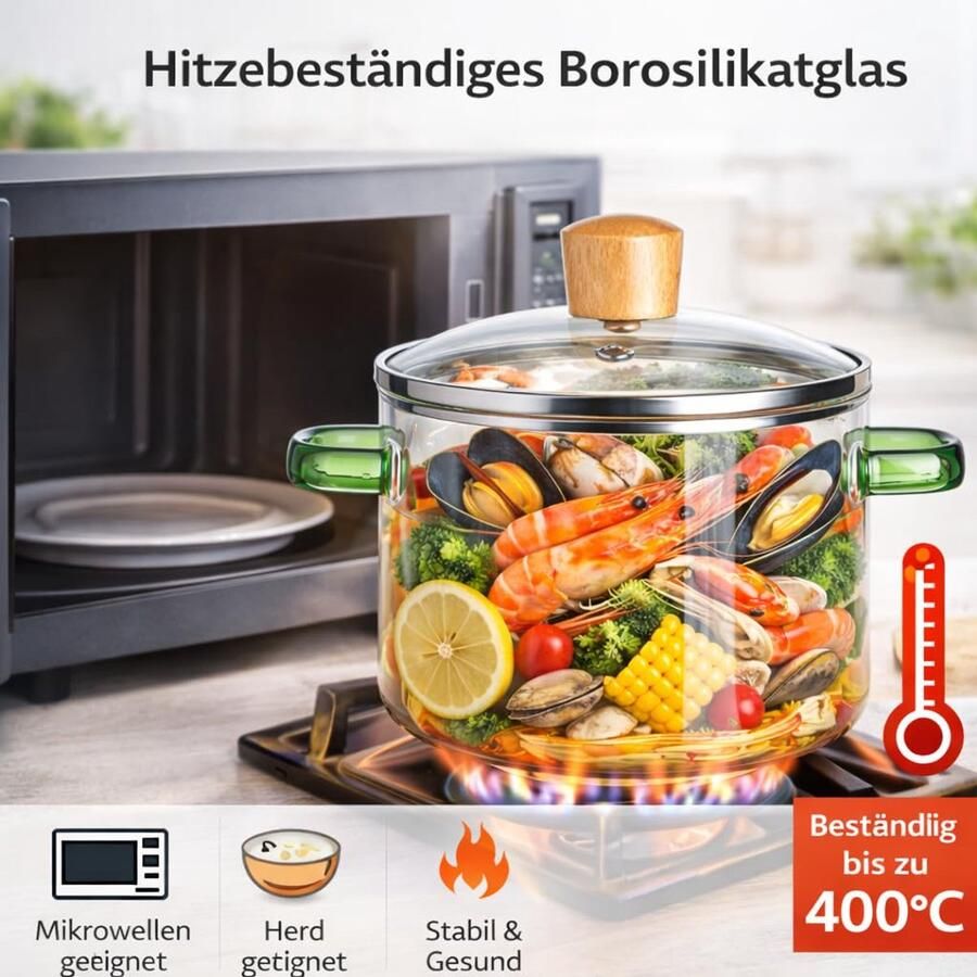 Glazen kookpan 1 6 l dubbele handgreep doorzichtige pan magnetronbaar hittebestendig glas kookpan glazen potten voor het koken van soep melkpap groene handgreep