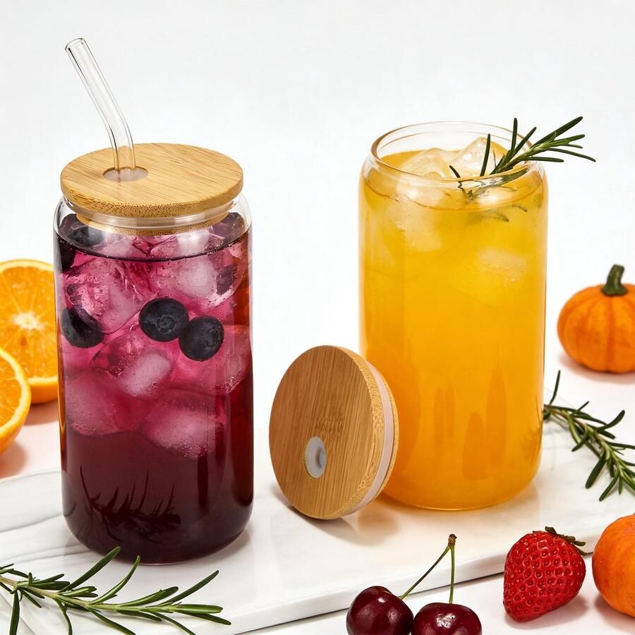 Glazen met deksel en rietje 500 ml matcha- en ijskoffieglazen met deksel voor latte macchiato cocktails ijskoffie smoothie whisky sap bier bubble tea en meer