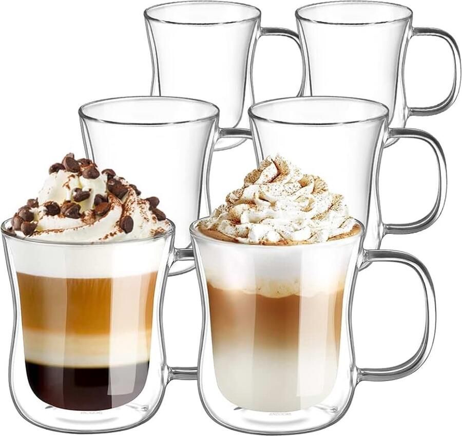 Glazen mokken cappuccino latte Macchiato glazen bekers met handvat borosilicaatbestendig glazen bekers voor koffie thee melk sap ijs Borosilicaatglas dubbelwandig