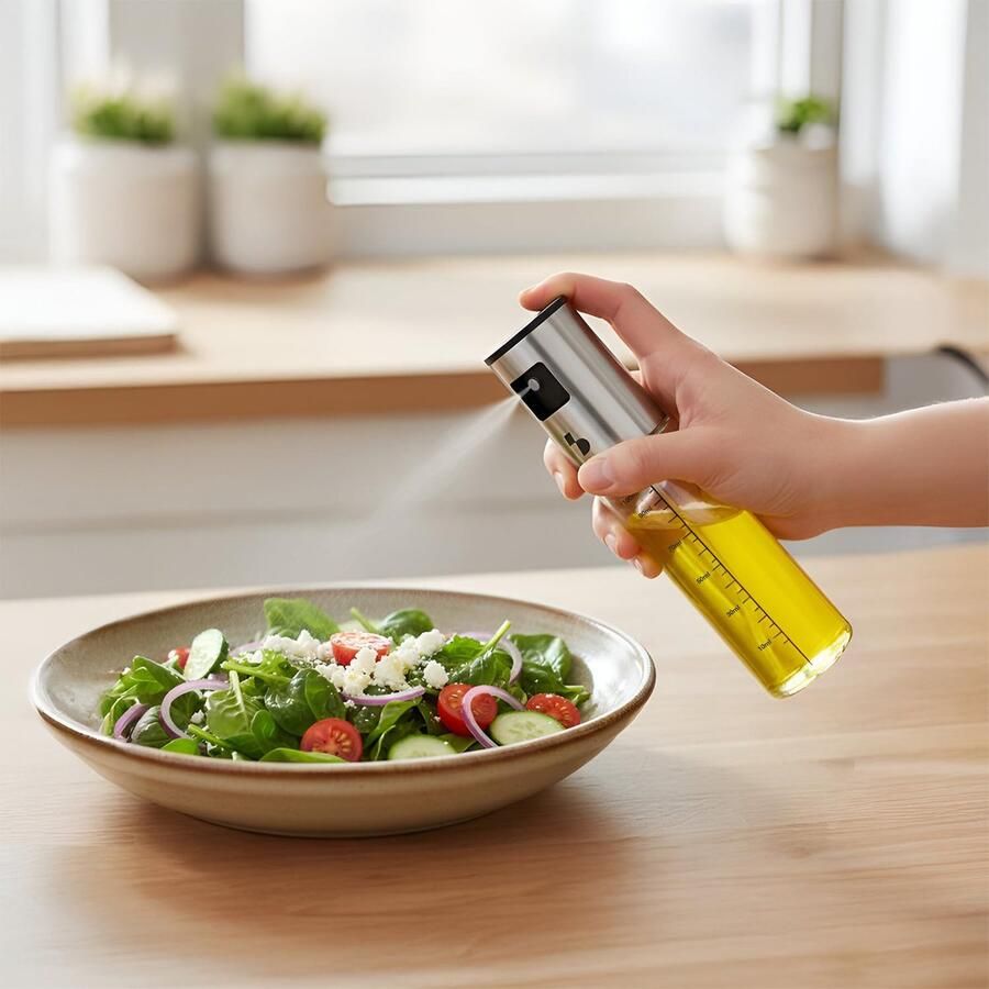 Glazen oliespuit voor airfryers 100 ml oliespuit azijn- citroen- en specerijenspuit BPA-vrij