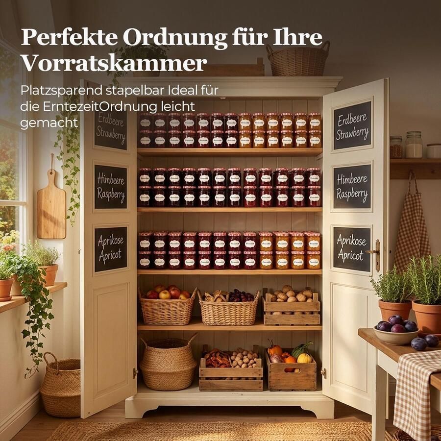 Glazen potjes 240ml met etiketten Luchtdichte jam potjes voor honing zelfgemaakte jam & droge levensmiddelen Perfect voor keuken opslag koken & cadeaus