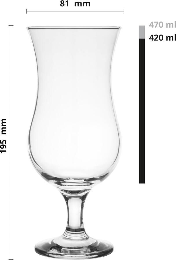 Glazen Set 420ml 6 Stuks Pina Colada Longdrink Party Milkshake Glazen Hoogglans Drinkglas