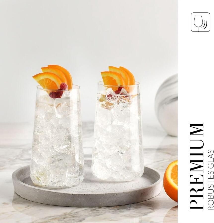 Glazen voor water sap en andere dranken Elegant ontwerp Set van 4 Inhoud 600 ml Infinity collectie Ideaal voor thuis restaurants feestjes Vaatwasmachinebestendig