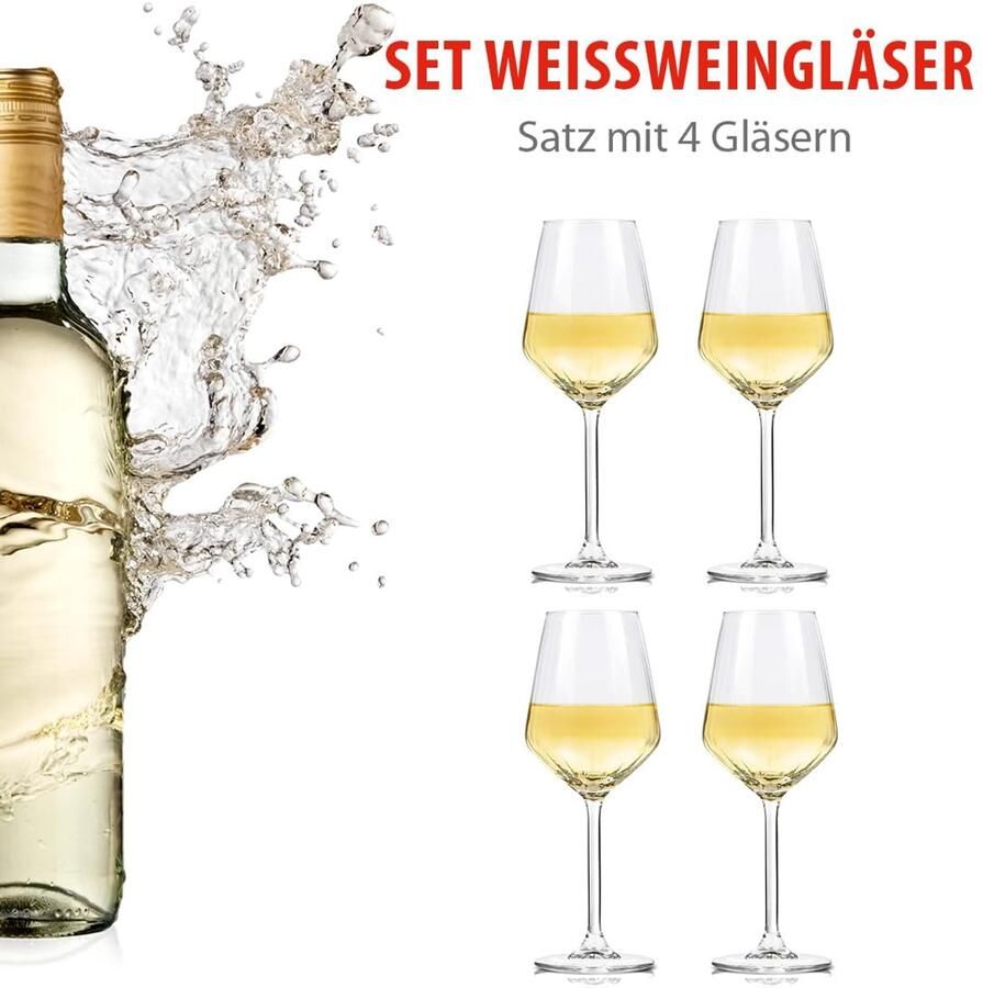 Glazen Witte Wijn 4 Stuks Witte Wijnglazen Wijnglas 38cl Wijnglazen Set Glazenset voor Diner Wijn Glazen Helder Glas