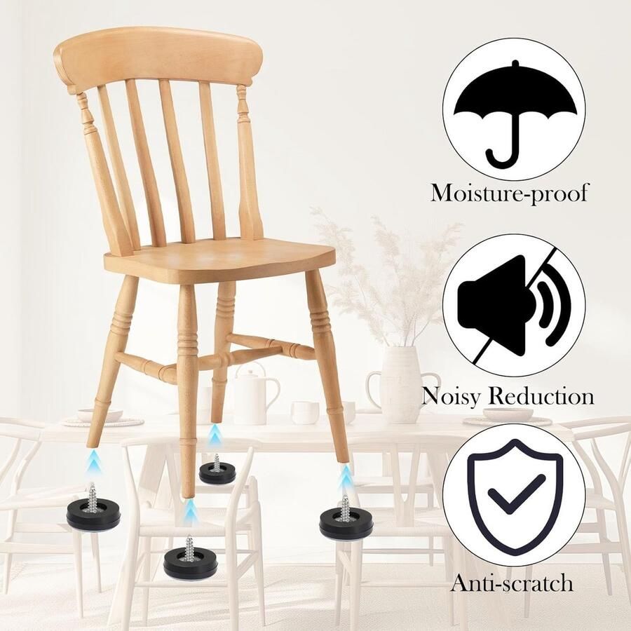 Glijders om te schroeven 32 stuks Ø 30 mm ronde meubelglijders met 32 stuks roestvrijstalen schroeven en 1 boor voor effectieve bescherming van je meubels stoelen en vloeren
