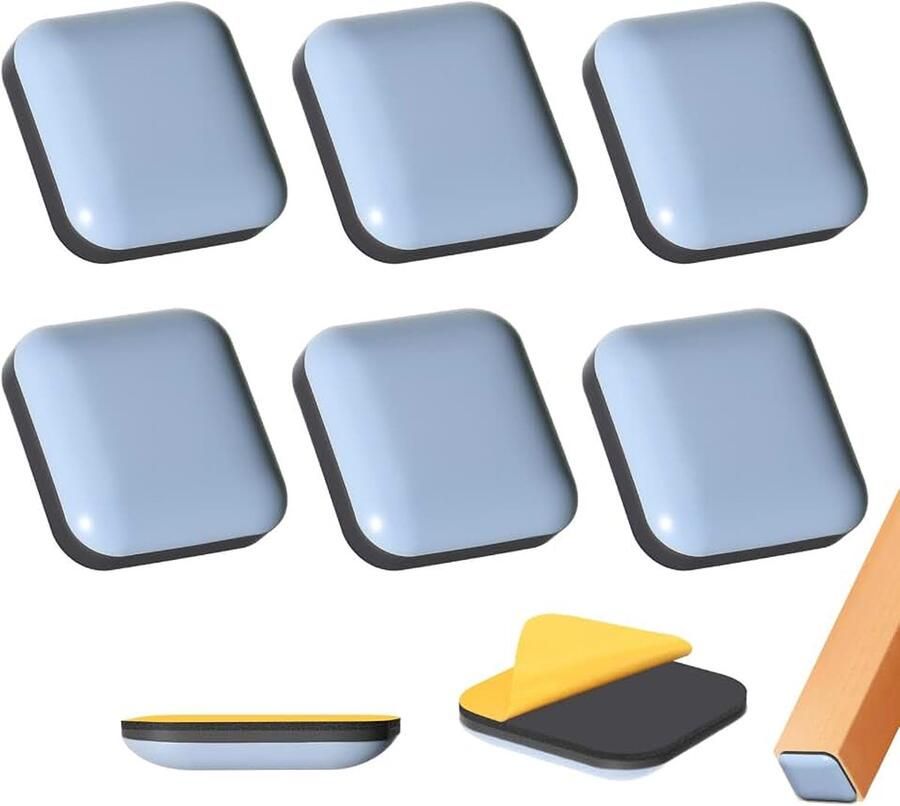 Glijders voor meubels 8 stuks 40 mm teflonglijders zelfklevend voor stoelen vloerbescherming geluiddempend gemakkelijk te verplaatsen zware meubels vierkant
