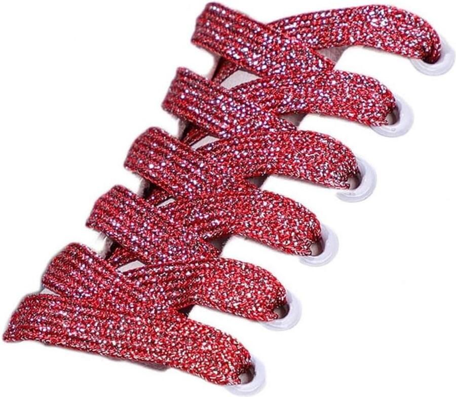 Glinsterende Platte Schoenveters voor Sneakers en Wandelschoenen Rood