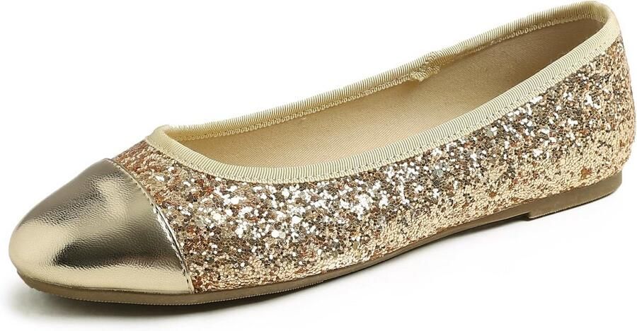 Glitter Ballerina Platte Schoenen Dames Comfortabele Slip-On Puntige Flats
