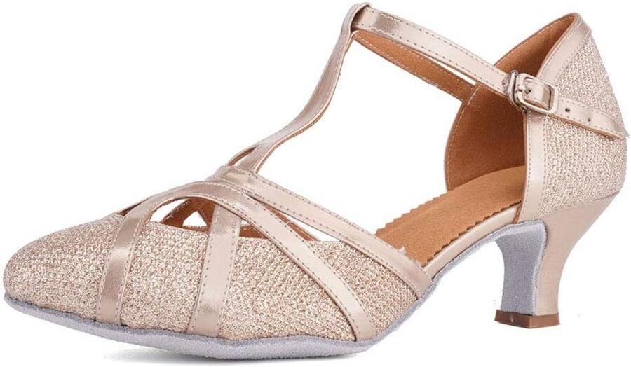 Glitter Dansschoenen voor Dames Gesloten Teen voor Salsa Tango en Ballroom