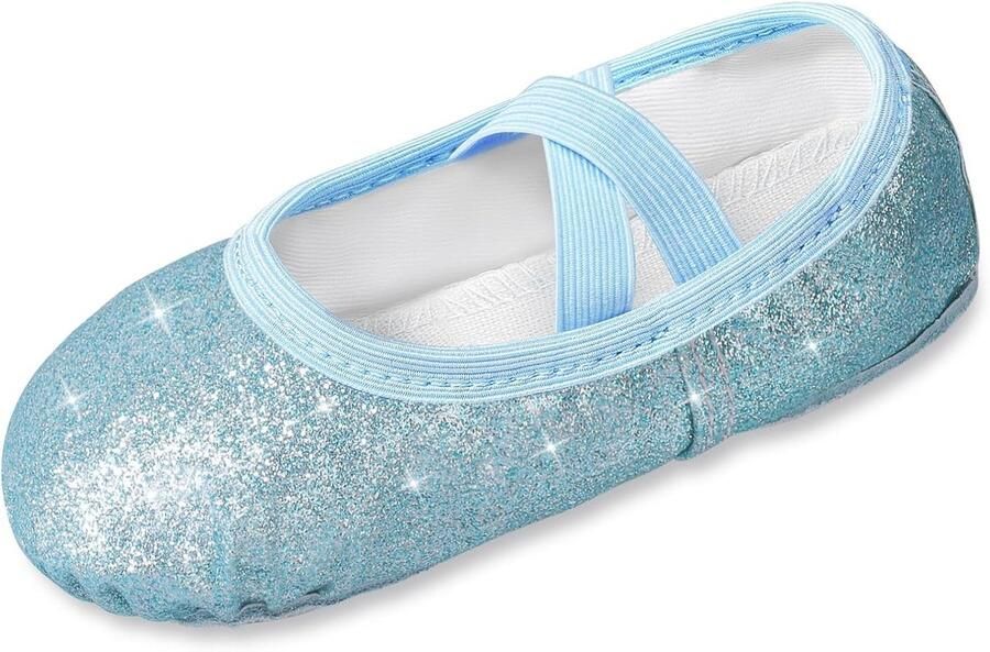 Glitter Dansschoenen voor Meisjes met Split Sole en Elastische Kruisbanden voor Ballet en Dans