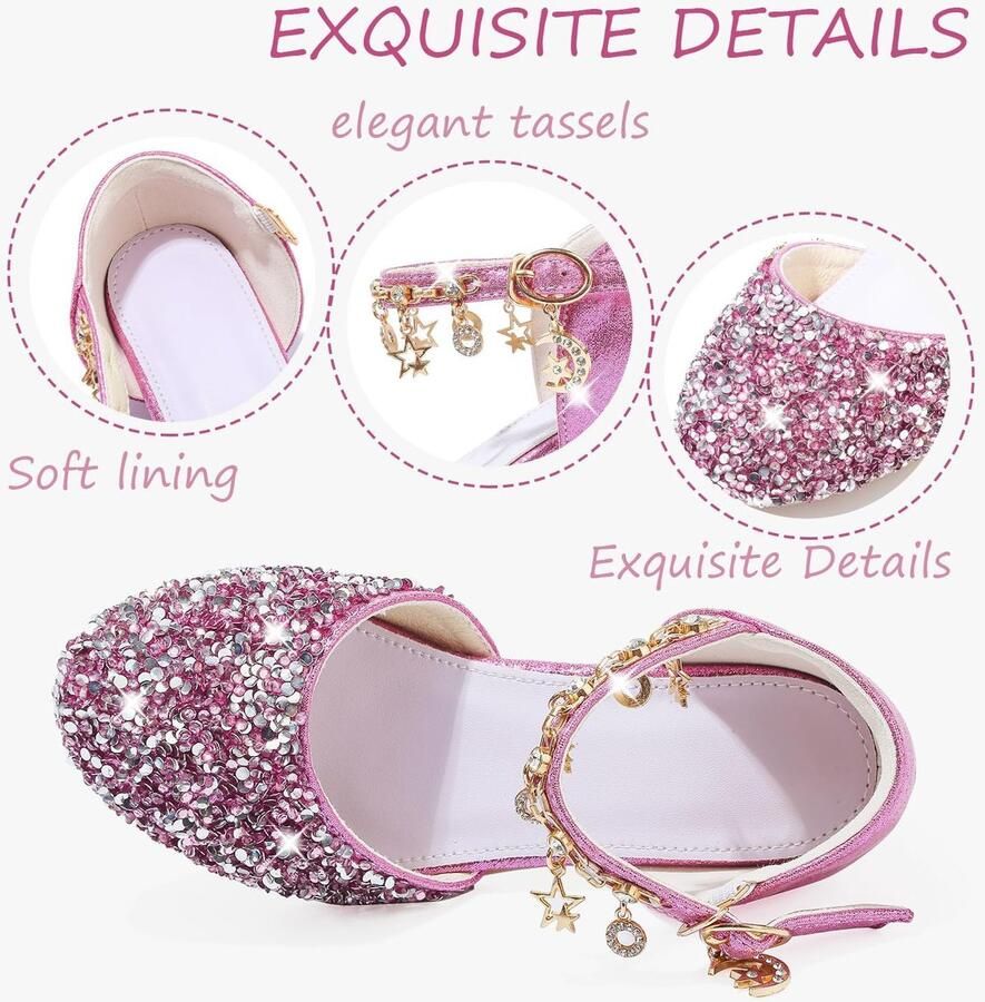 Glitter Mary Jane Lage Hakken Prinses Schoenen Kinderen Sandaal Pailletten Party Bruiloft Schoenen Verjaardag Prom Cosplay Dans Schoenen