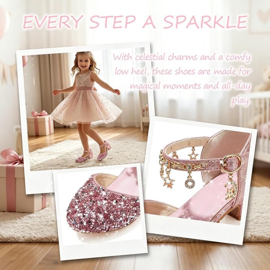 Glitter Mary Jane Lage Hakken Prinses Schoenen Kinderen Sandaal Pailletten Party Bruiloft Schoenen Verjaardag Prom Cosplay Dans Schoenen