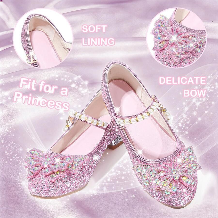 Glitter Mary Jane Prinsessen Schoen Jurk Schoenen Lage Hakken Peuter Pailletten Party Bruiloft Verjaardag Prom Cosplay Dance Up Schoenen