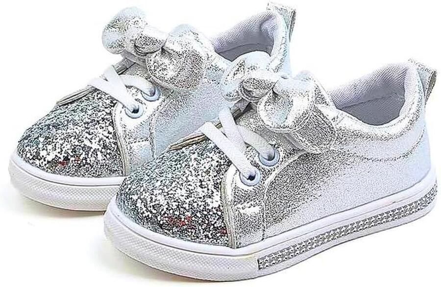 Glitter Meisjessneakers Rosé Goud Zilver Slip On Casual Comfortabele Rubberzool