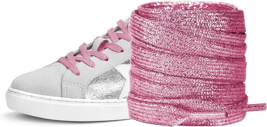 Glitter Metallic Platte Schoenveters Sparkly Bling Veters voor Sneakers en Sportschoenen (8mm)