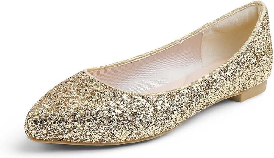 Glitter Point ballerina Dames Schijnt Ballerina Slip-on Punt Platte