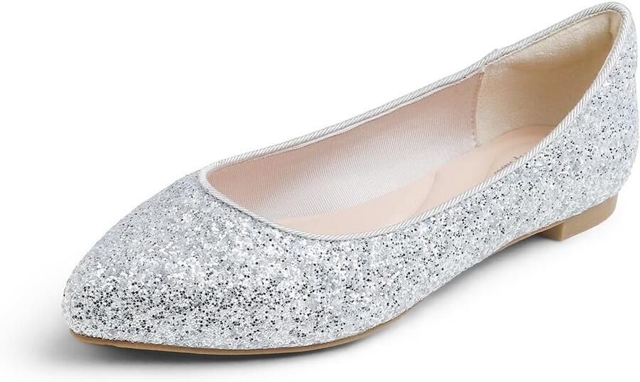 Glitter Point ballerina Dames Schijnt Ballerina Slip-on Punt Platte