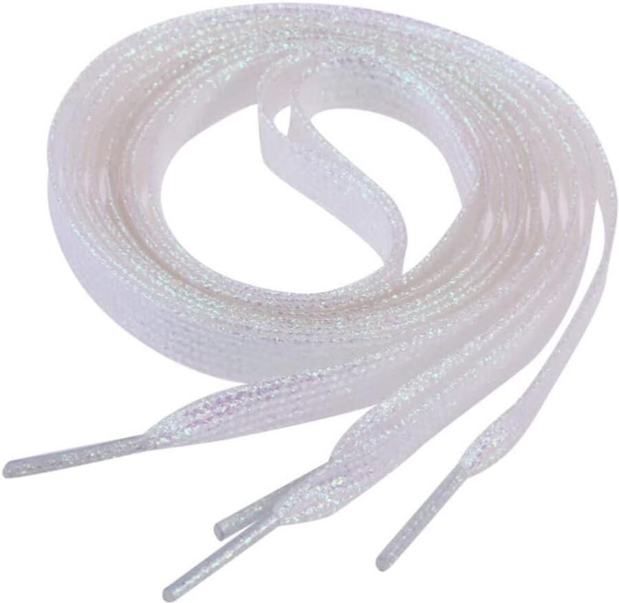 Glitter Schoenveters Platte Veters Schoenen Versieren Glanzende Pailletten 1 Paar Wit Roze