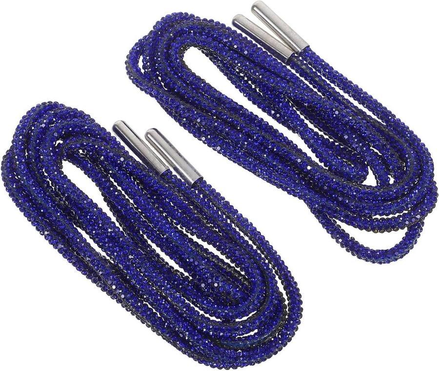 Glitter Veters Kristal Schoenveters Schoenen Versieren Met Strass Steentjes Lengte Blauw