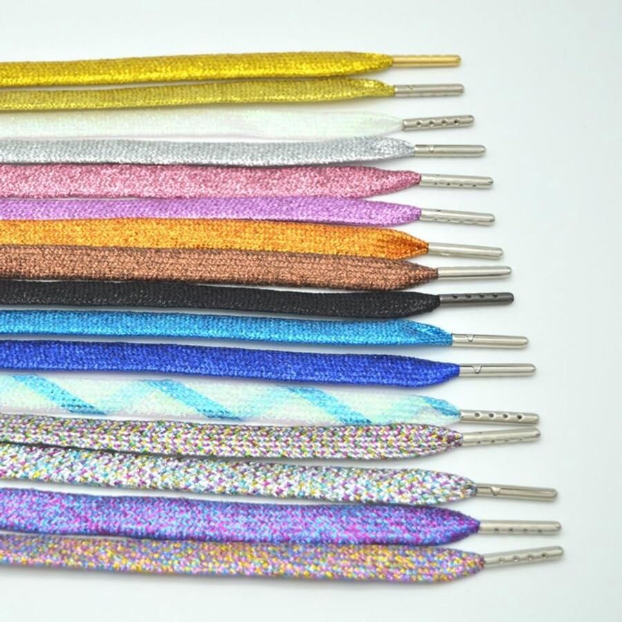 Glitter Veters Metalen Caps Schoenen Opfrissen Scheurvast Materiaal 10mm Breed Goud A