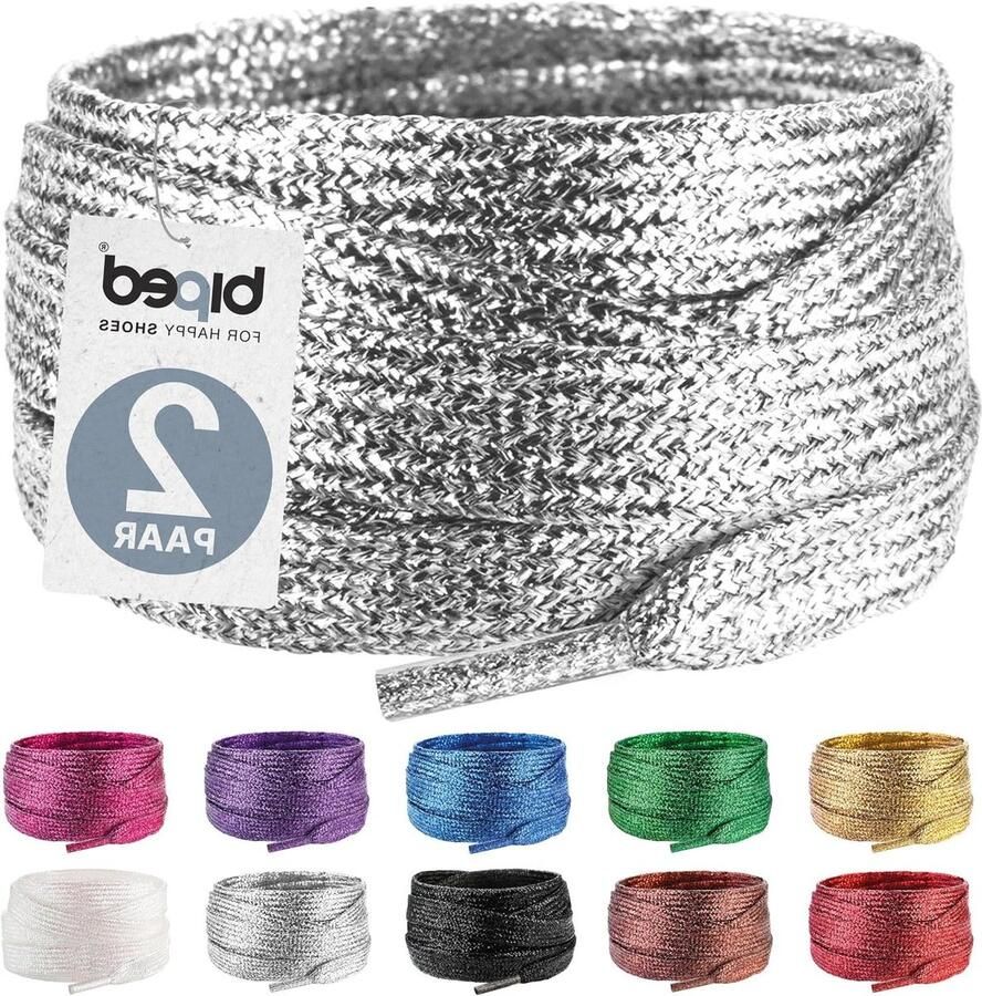 Glitter Veters Metallic Laces Schoenen Opvallen Scheurvast Polyester Zilver