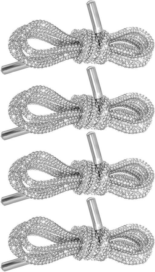 Glitter Veters Schoen Versiering Stijl Upgraden Met Strass Steentjes Zilver