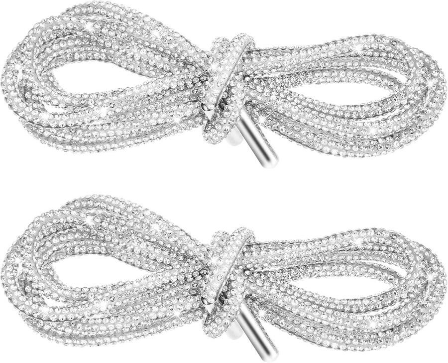 Glitter Veters Strass Schoenveters Schoenen Versieren Met Kristallen Zilver