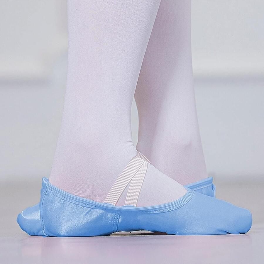 Glitterende Satijnen Balletschoenen voor Meisjes met Leren Zool Perfect voor Ballet en Dans