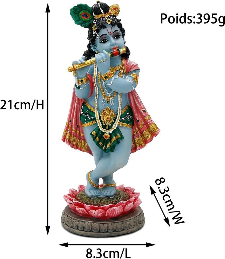 God Krishna Standbeeld India Puja Item Pooja Decoratie Diwali Verjaardagscadeaus voor Indiase thuiskantoor Murti altaar tempel dir Meditatie spirituele geschenken voor