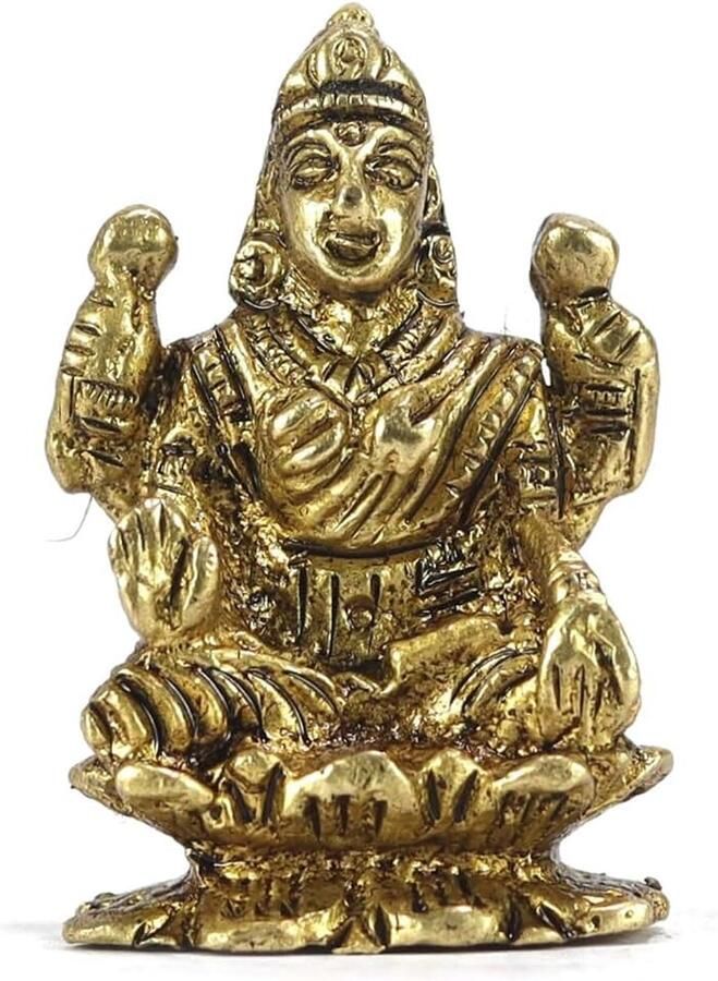 Godin Lakshmi messing idool standbeeld sculptuur voor Diwali Pooja tempel woondecoratie Vastu Laxmi Devi Maa (Laxmi-30)