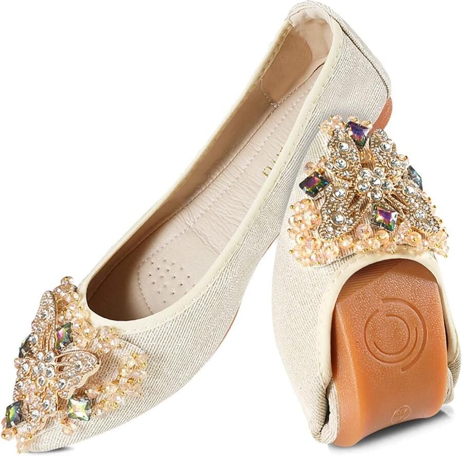 SPHs Opvouwbare Pompen Bling Ballet Flats Comfortabele Dames Slip On Loafers Perfect voor Bruiloften Draagbare Schoenen Flexibele R
