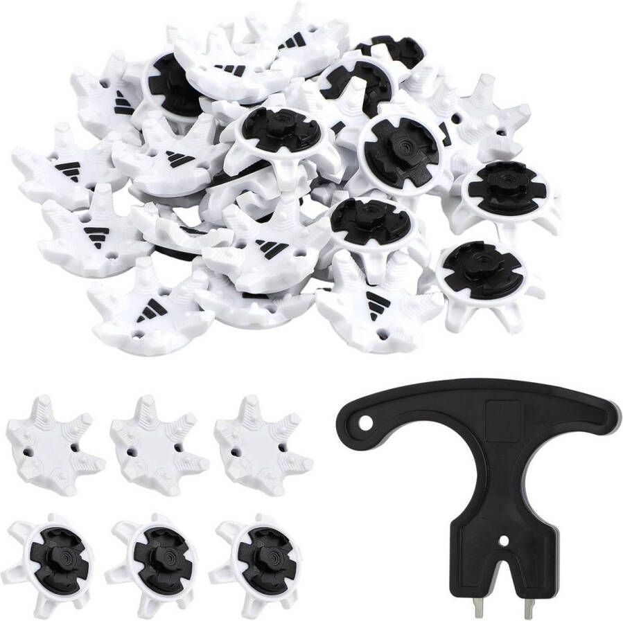 Golfschoen Spikes Cleat met Plaatjes en Moersleutel Eenvoudige Installatie Vervangingen voor Golfschoenen Golf-Lover en Golfspeler Wit Zwart
