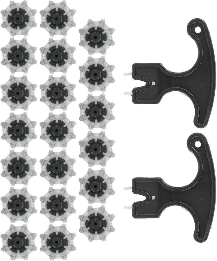 Golfschoen Spikes Vervanging Eenvoudig Installeren Antislip Noppen Betere Grip en Stabiliteit Golfschoenen 20 stuks Zwart Vervangende noppen met schroeven Stevige grip Geschikt voor alle golfschoenen