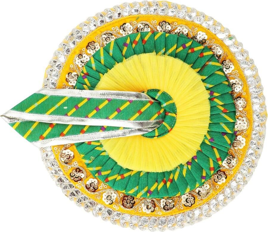 Creation Laddu Gopal Kleeddoek Bhagwan Poshak van God Bal Gopal Kanha Krishna Kanhaiya Dev Vastra met Mukut voor Metalen Idolenbeeld voor Indiaas Janmashtami Festival No. Dia