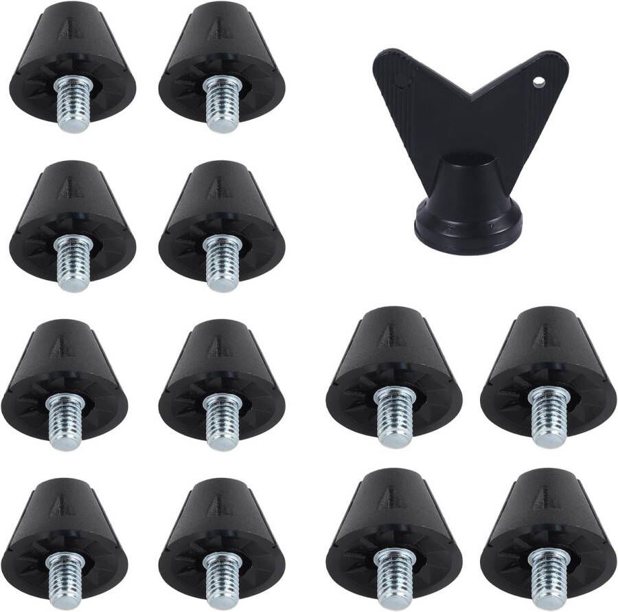 Gosknor 12pcs Football Shoe Buttons 13mm and 16mm Football Boots Replacement Spikes with Nail Remover Rugby Football Screw-In Plasti Iron Spikes for Outdoor Sports Training